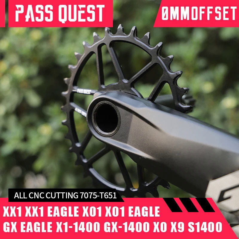 Pass QUEST ชุดข้อเหวี่ยงจักรยาน กว้าง แคบ สีดํา สําหรับรถจักรยานเสือภูเขา GXP XX1 X1 X01 XX GX NX SX DUB Gravel Bike 28-44T 0 มม.