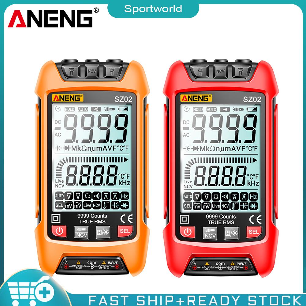 Aneng SZ02 มัลติมิเตอร์แบบดิจิตอล ทรานซิสเตอร์ 9999 นับ True RMS เครื่องทดสอบ ความจุไฟฟ้าอัตโนมัติ ตัวต้านทานอุณหภูมิอื่น ๆ