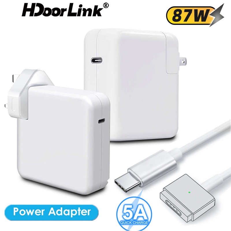 Hdoorlink อะแดปเตอร์ชาร์จแล็ปท็อป 87W แบบพกพา ชาร์จเร็ว สําหรับ Mac book Type C PD Mac book Pro Air PD USBC