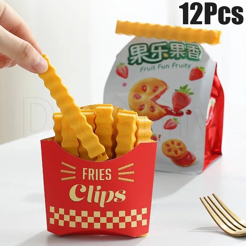 12 ชิ้น กันชื้น ขนม ถุง ซีล แคลมป์ / คลิปอาหาร พร้อมกล่องเก็บแม่เหล็ก / เครื่องซีลอาหาร รักษาความสด อุปกรณ์ครัว / ทอด ตู้เย็น ชิป รูปร่างอาหาร คลิปซีล