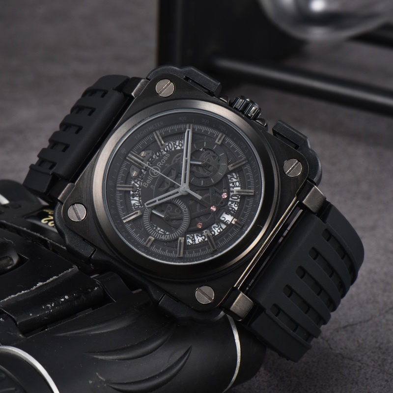 Bell &amp; Ross Brand นาฬิกาข้อมือควอตซ์แฟชั่น สายเข็มขัดยาง อเนกประสงค์ สําหรับผู้ชาย
