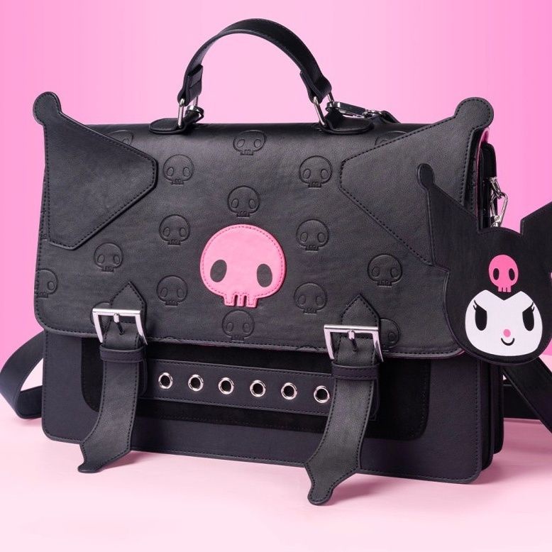 ใหม่ Kuromi Preppy Style กระเป๋าเป้สะพายหลัง ความจุขนาดใหญ่ ใส่คอมพิวเตอร์ JK เหมาะกับการพกพาเดินทาง