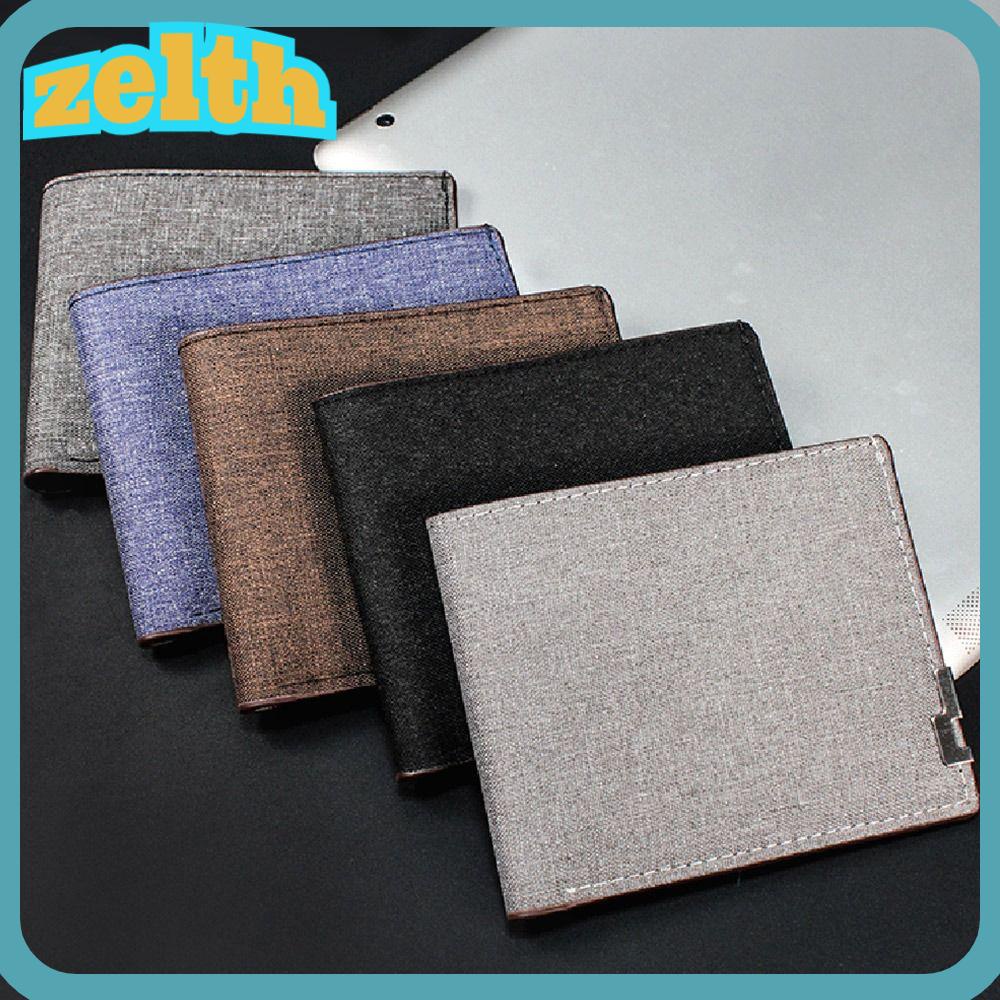 Zelth กระเป๋าสตางค์ ผ้าแคนวาส ใบสั้น ใส่เหรียญได้หลายตําแหน่ง สําหรับผู้ชาย