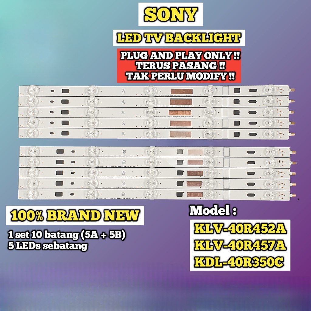 KLV-40R452A / KLV-40R457A / KDL-40R350C SONY 40 INCH LED TV BACKLIGHT ( LAMPU TV ) KLV-40R452 KLV-40