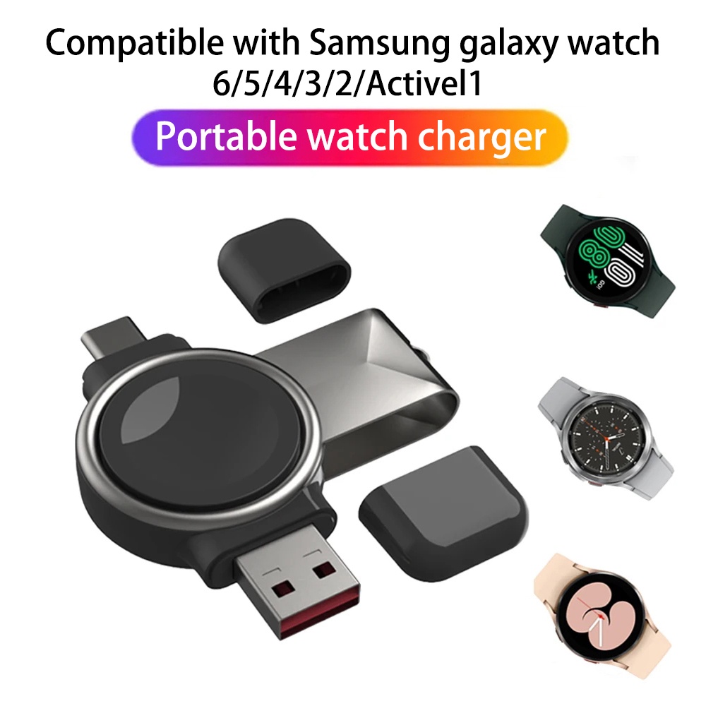 2 in 1 ที่ชาร์จแม่เหล็กไร้สาย แบบพกพา สําหรับ Samsung Galaxy Watch 5 Pro 4 3 Active 2 USB-C