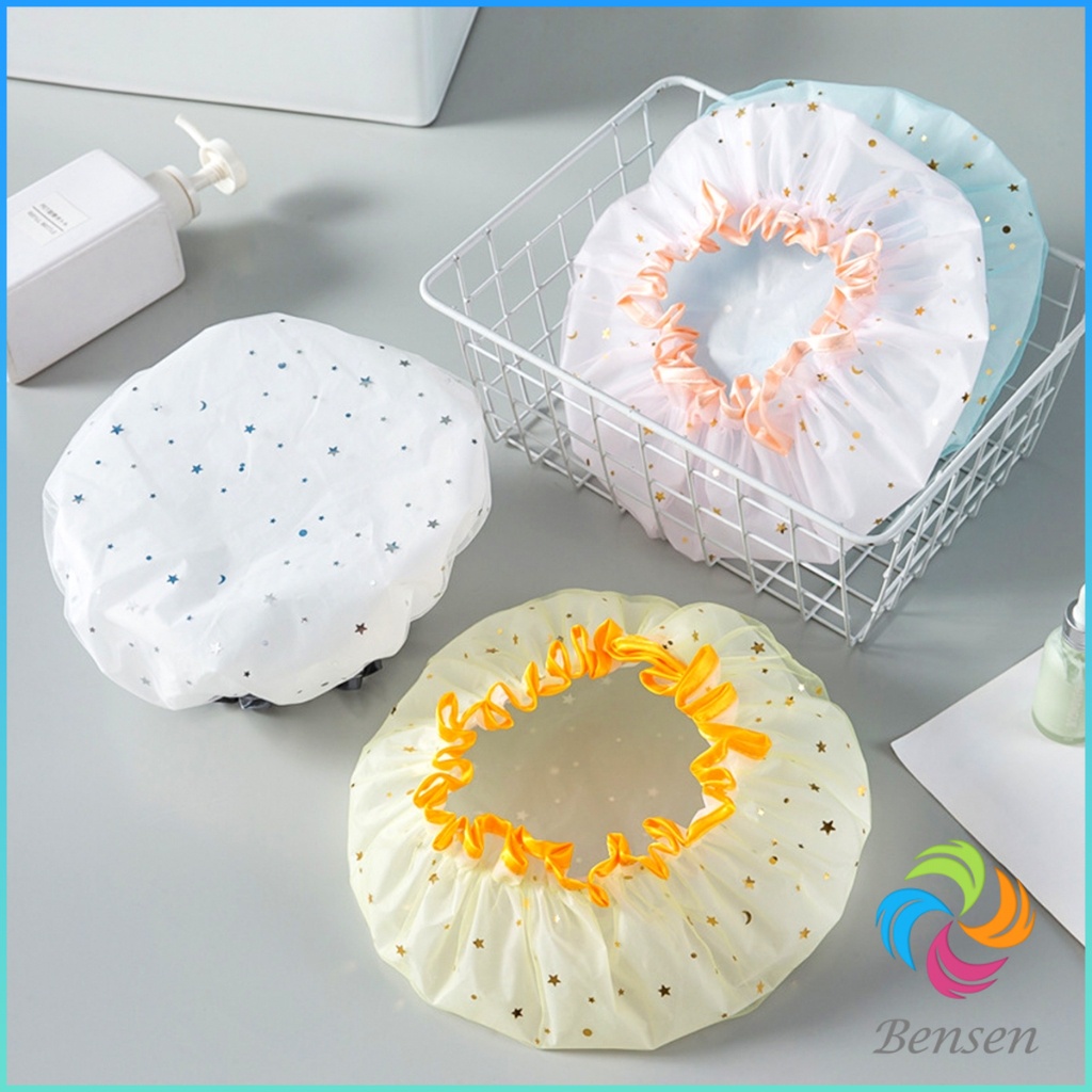 Bensen หมวกคลุมผมอาบน้ํา แบบหนาพิเศษ กันน้ํา สองชั้น ลายน่ารัก Shower cap - รูปที่ 3