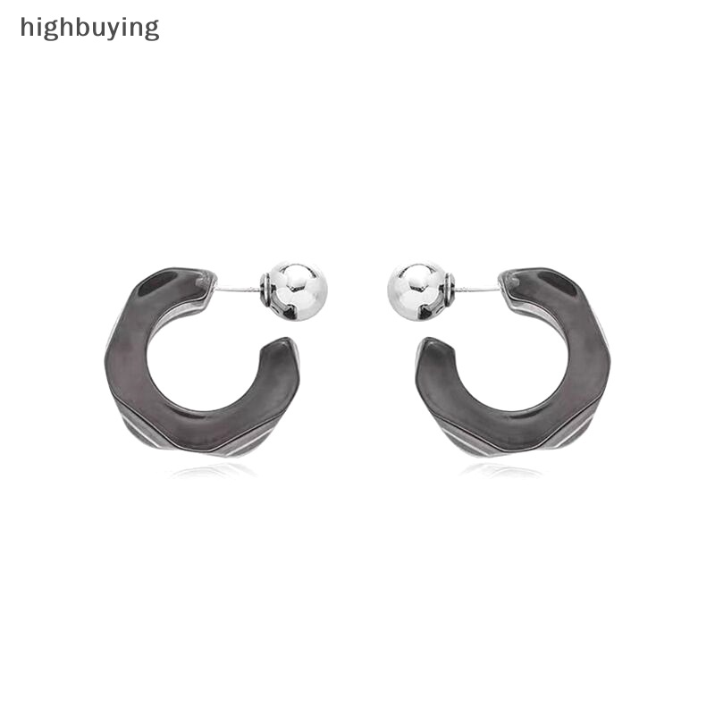 [highbuying] 1 คู่ เรซิ่นใส ห่วง ต่างหู รูปตัว C ต่างหู สําหรับผู้หญิง เด็กผู้หญิง ไม่สม่ําเสมอ เรขาคณิต ต่างหู อินเทรนด์ แฟชั่น ปาร์ตี้ เครื่องประดับ ใหม่ พร้อมส่ง
