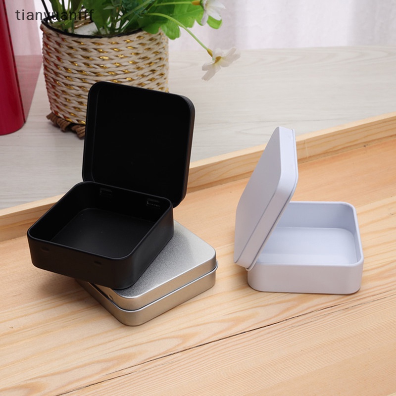 Tianyuanfff ดีบุกโลหะคอนเทนเนอร์บานพับสแควร์ Flip Storage กล่องดีบุกชุดเล็กกรณี Well