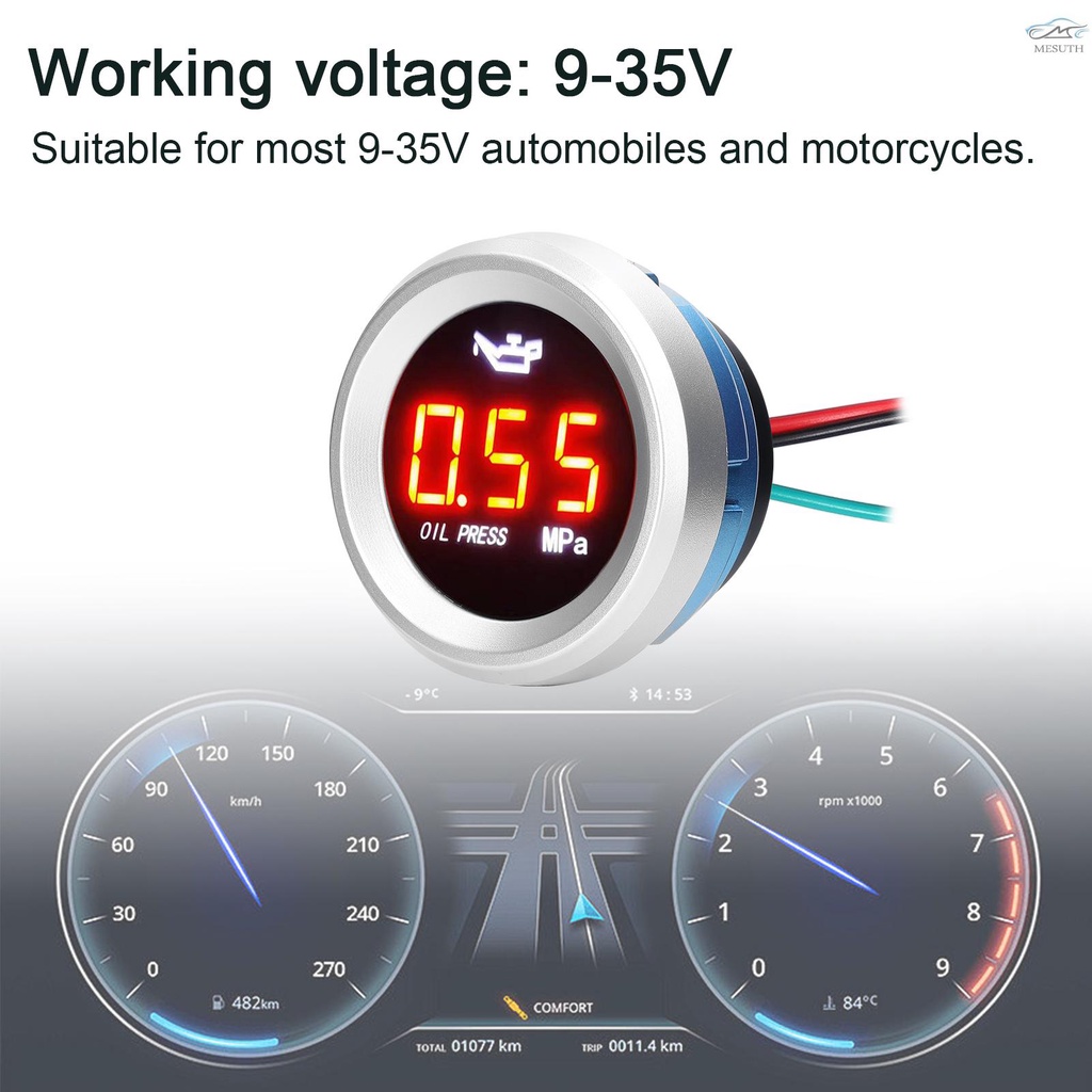 เครื่องวัดความดันน้ํามันเครื่องยนต์ดิจิทัล พร้อมไฟกระพริบ 0-1.00MPa 9-35V สําหรับรถยนต์ รถจักรยานยนต์ ราคา ถูกที่สุด ดีลบีเคเค แกลเลอรีภาพที่ 3