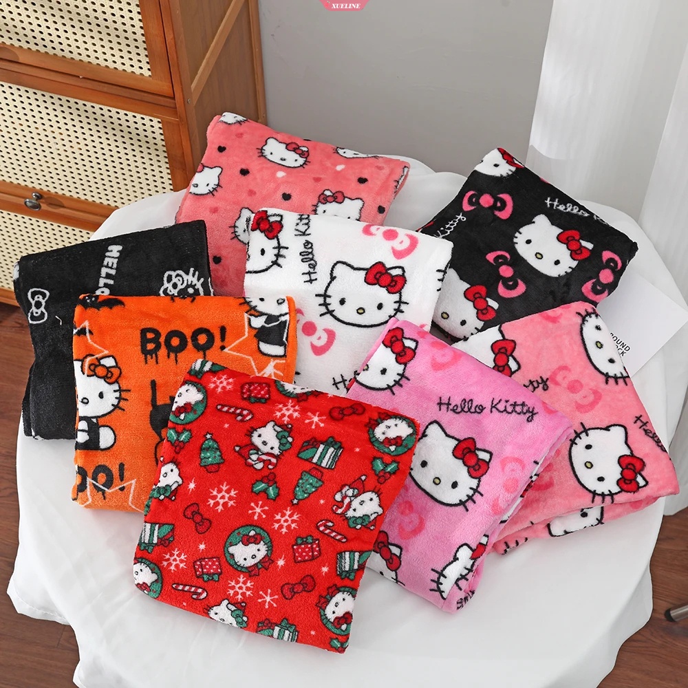 SANRIO ใหม่ ชุดนอนกางเกงลําลอง ผ้าสักหลาด ลายการ์ตูน Hello Kitty เหมาะกับฤดูใบไม้ร่วง สําหรับสตรี [ZXL]