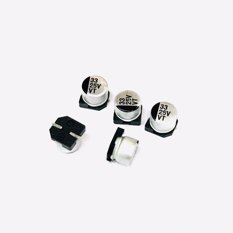 Capacitor SMD 33UF/25V(แพ็ค 10ตัว)คาปาซิเตอร์ 6.3*5.4 mm ตัวเก็บประจุแบบกระป๋อง มีของพร้อมส่งในไทย