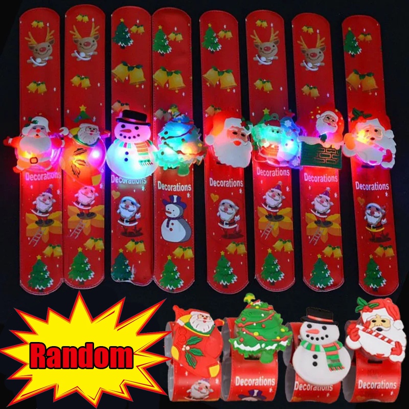 ของเล่นสร้อยข้อมือเรืองแสงคริสต์มาส / การ์ตูนเรืองแสง ซานตาคลอส สโนว์แมน สแน็ปริงห่วง / ช้อปปิ้ง กิจกรรมในห้างสรรพสินค้า / สายรัดข้อมือ ปีใหม่ ปาร์ตี้ โปรดปราน อุปกรณ์เสริม