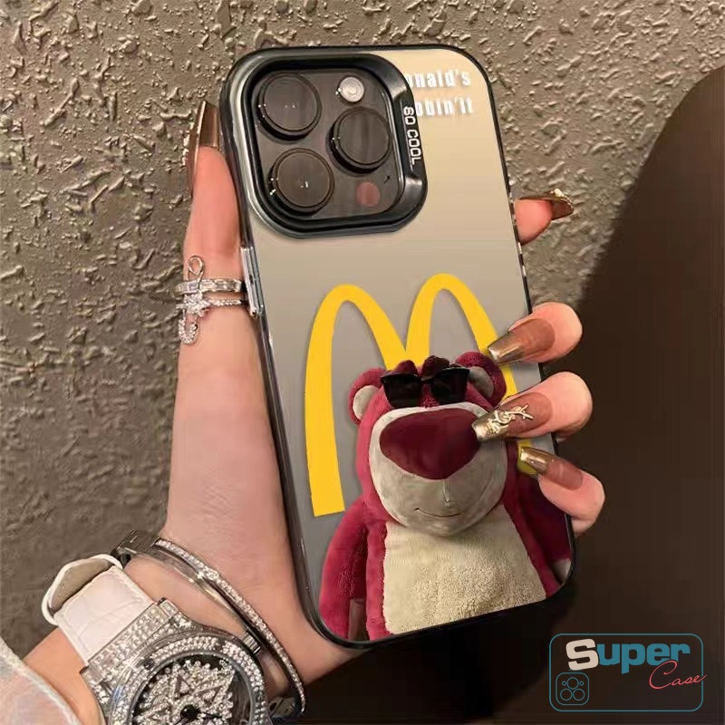 เคสโทรศัพท์มือถือ ซิลิโคนนิ่ม กันกระแทก ลายตุ๊กตาหมี McDonald's Strawberry Bear Lotso แฟชั่นหรูหรา สําหรับ IPhone 15 Pro Max XR 11 14 12 13 Pro Max X XS Max