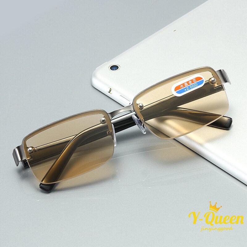(+100 ถึง +400) แว่นตาอ่านหนังสือ ขอบครึ่ง พร้อมเคส และเลนส์แก้ว แว่นสายตายาว สําหรับผู้ชายและผู้หญิง แว่นสายตายาว เกรด