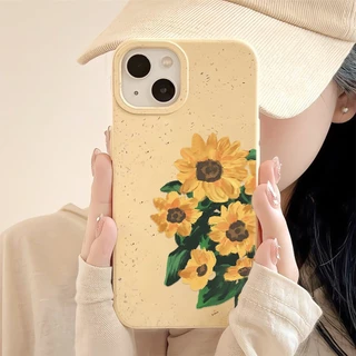 For iPhone 14 11 Pro Max 13 15 12 Pro Max 7 8 Plus XR X XS Max 15Plus SE ดอกทานตะวัน Case เคส เคสโทรศัพท์ เคสไอโฟน Cove