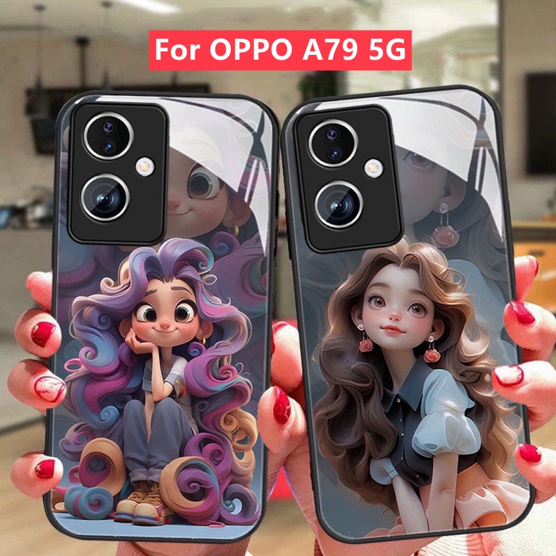 เคส OPPO A79 A78 A98 5G เคส เคสโทรศัพท์ กันกระแทก พร้อมฝาครอบเลนส์กล้อง ตัวป้องกันเลนส์ เจ้าหญิงรันเวย์ หรูหรา โทรศัพท์กระจกเหลว