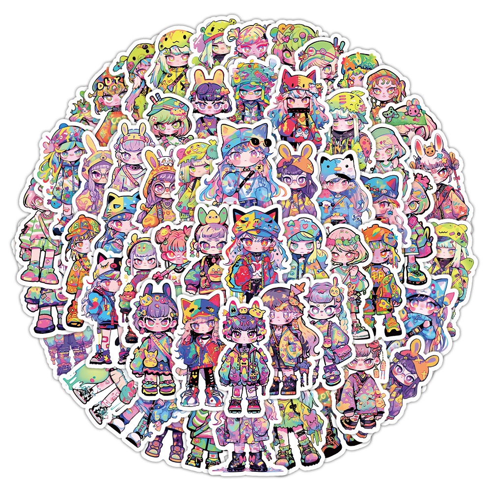 สติกเกอร์ ลายกราฟฟิติ Dopamine Candy Girl น่ารัก สําหรับติดตกแต่งหมวกกันน็อค จักรยาน 60 ชิ้น