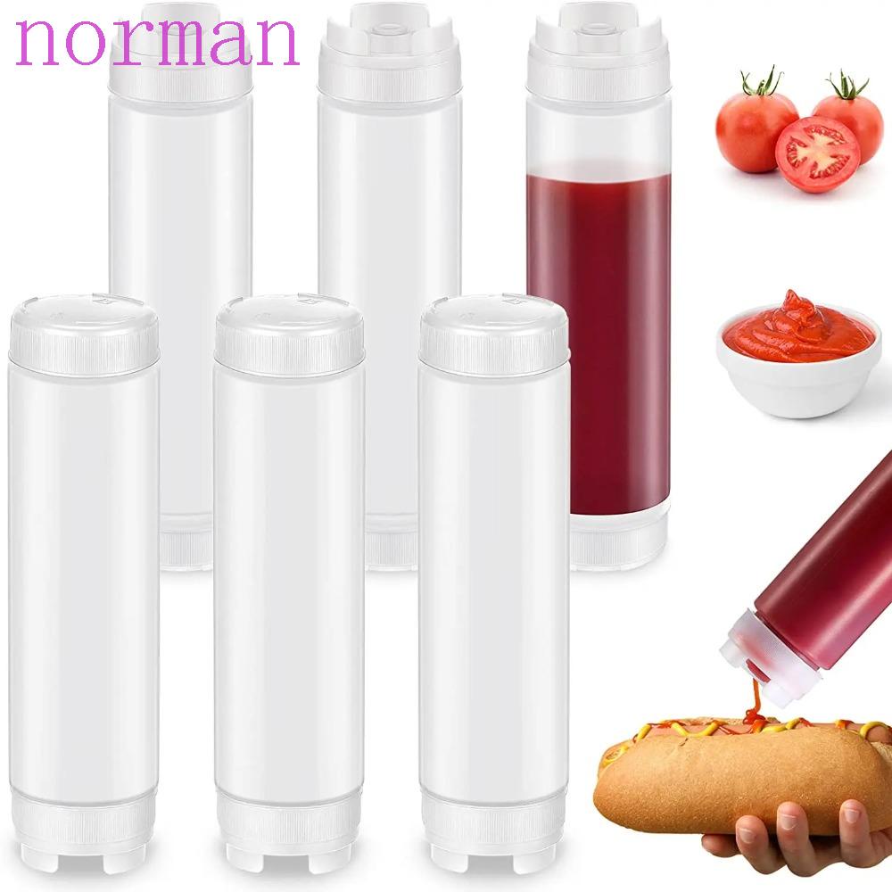 Norman ขวดบีบซอสพลาสติก แบบสองหัว ความจุขนาดใหญ่ 16 20 24 ออนซ์