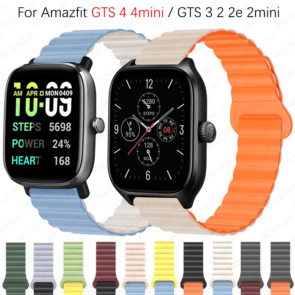 สายนาฬิกาข้อมือซิลิโคน แบบนิ่ม มีห่วงแม่เหล็ก สําหรับ Huami Amazfit GTS 4 4Mini 3 2 2e 2Mini