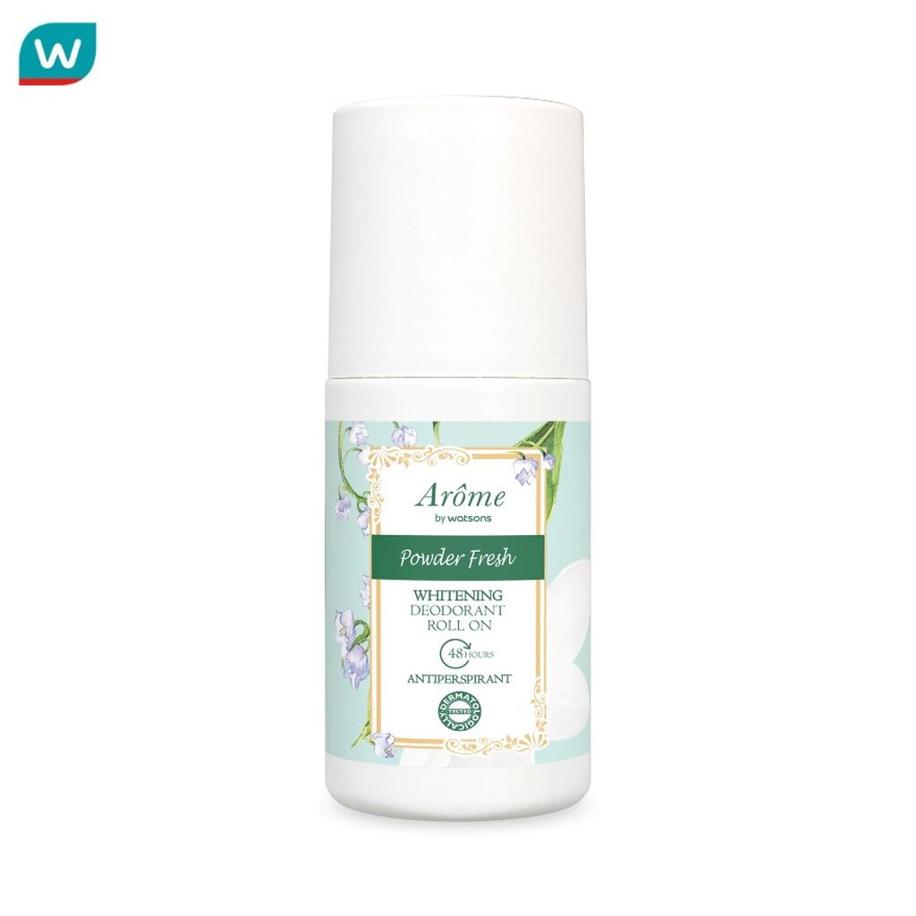 Arome by Watsons อะโรมิ บายวัตสัน พาวเดอร์เฟรช ไวท์เทนนิ่ง ดิโอโดแรนท์ โรล ออน แอนตี้เพอสไพแรนท์ 50มล.