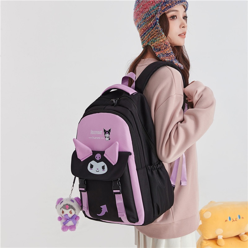 กระเป๋าเป้สะพายหลัง ลายการ์ตูน Sanrio Kuromi น่ารัก สําหรับนักเรียน