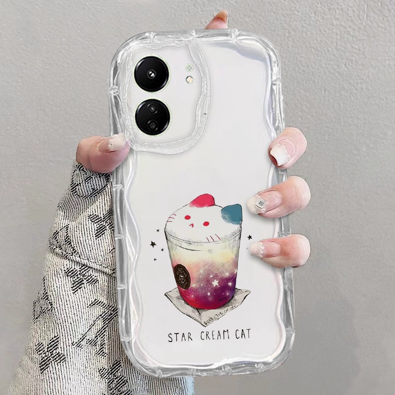 เคส Redmi 13C POCO C65 12 12C 11A 9C 10A 10 9 เคสโทรศัพท์มือถือใส แบบนิ่ม ลายหยัก สําหรับ สายรุ้ง ดอกไม้