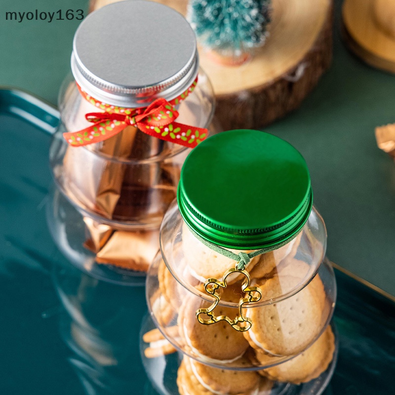 Myoloy กระปุกใส่ขนมคุกกี้ ช็อคโกแลต ขนมหวาน รูปต้นคริสต์มาส 500 มล. DIY สําหรับตกแต่ง TH