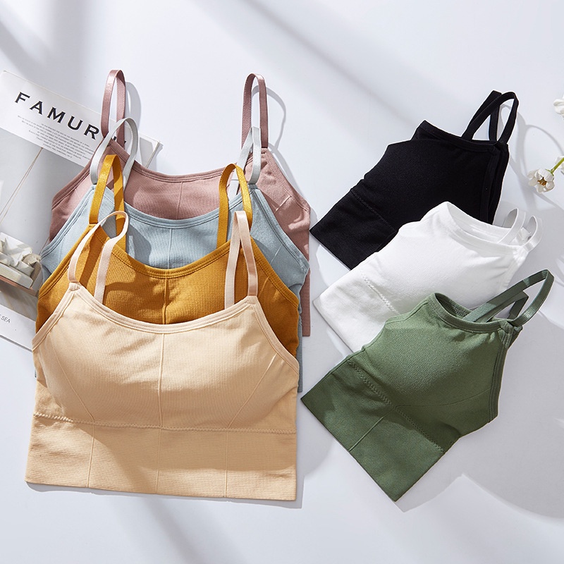 ชุดชั้นในสปอร์ตบรา ไร้รอยต่อ สวยงาม ฟองน้ำถอดออกได้ สําหรับผู้หญิง กระชับทรวงอก หลากสี ราคาถูกพร้อมส่ง