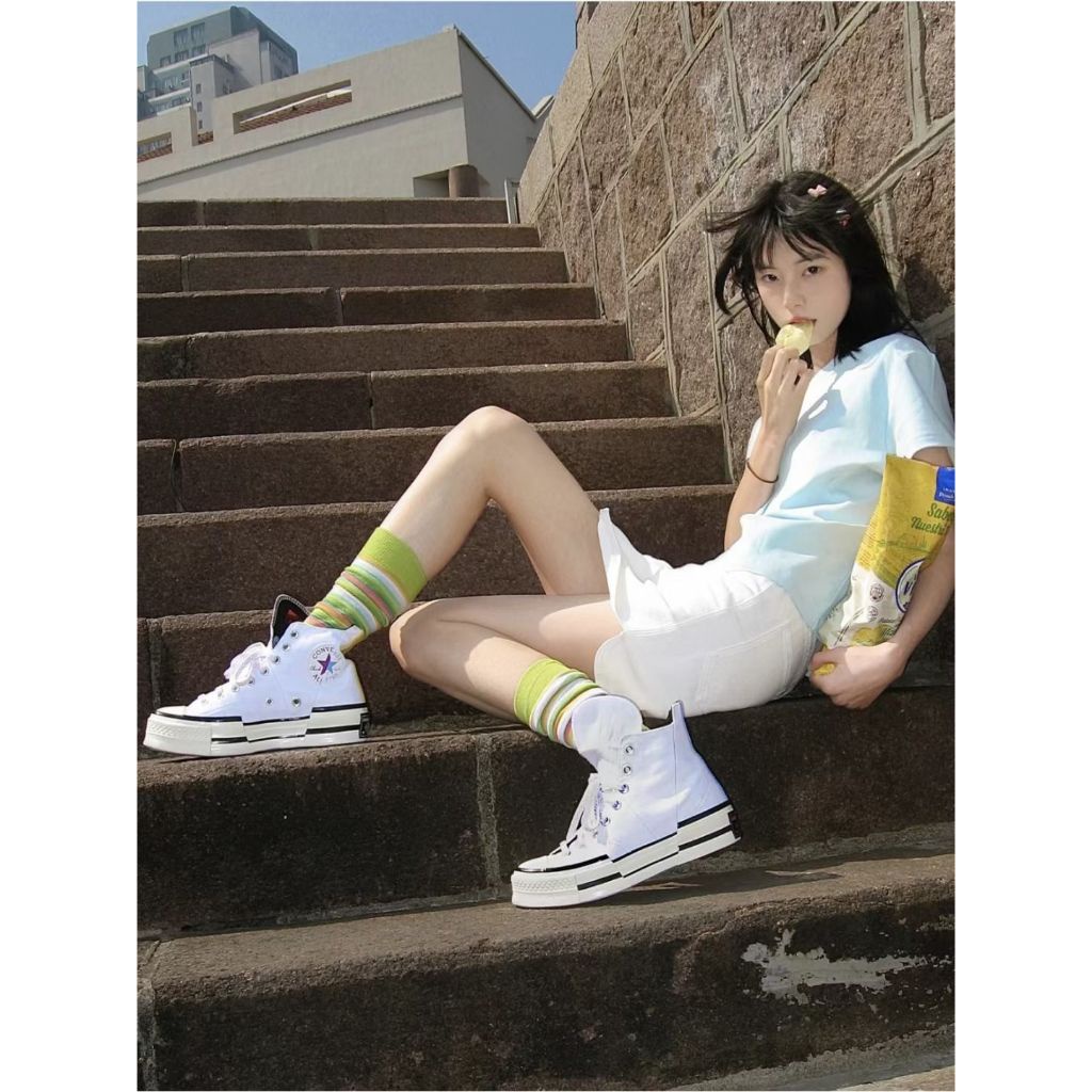 Converse sneakers OFF WHITE X Converse Chuck Taylor 1970s OW joint high-cut sneakers แฟชั่น