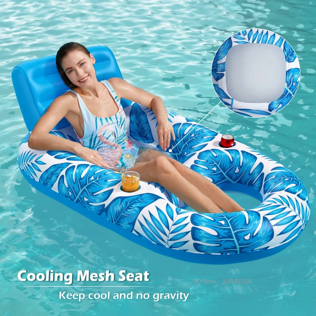 Floating Water Hammock Recliner Foldable Inflatable Swimming Air Mattress Bed Sea Swimming Ring Pool