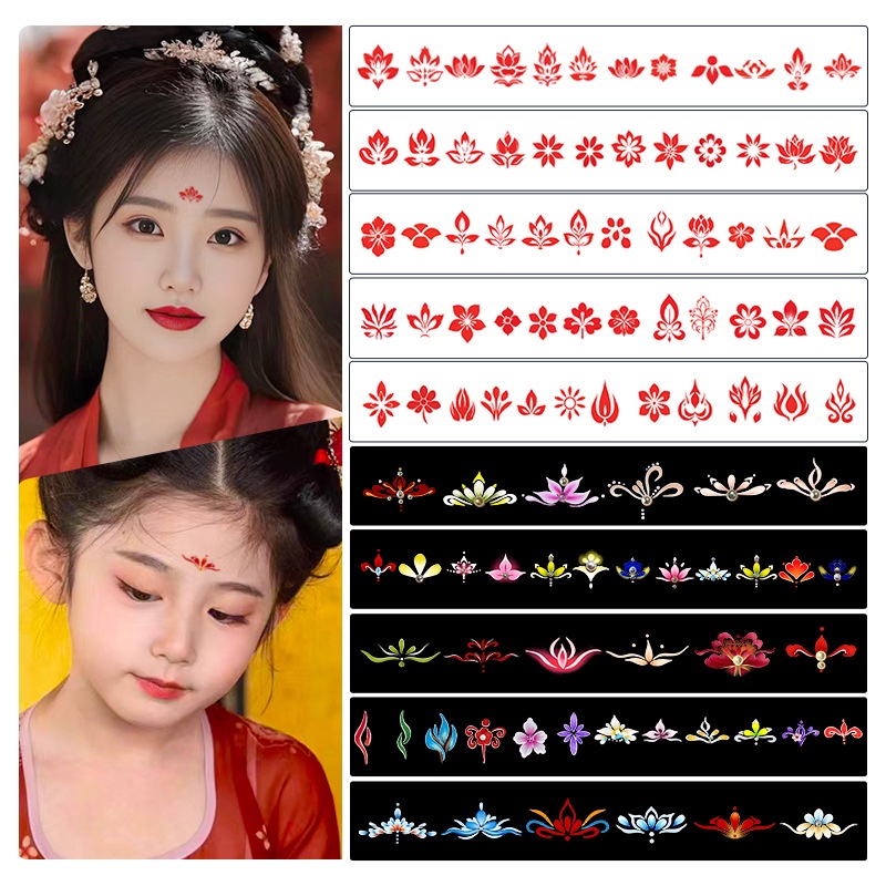 ขายส่ง สติกเกอร์รอยสักคิ้วหน้าผาก สําหรับเด็ก ถ่ายภาพสตูดิโอ