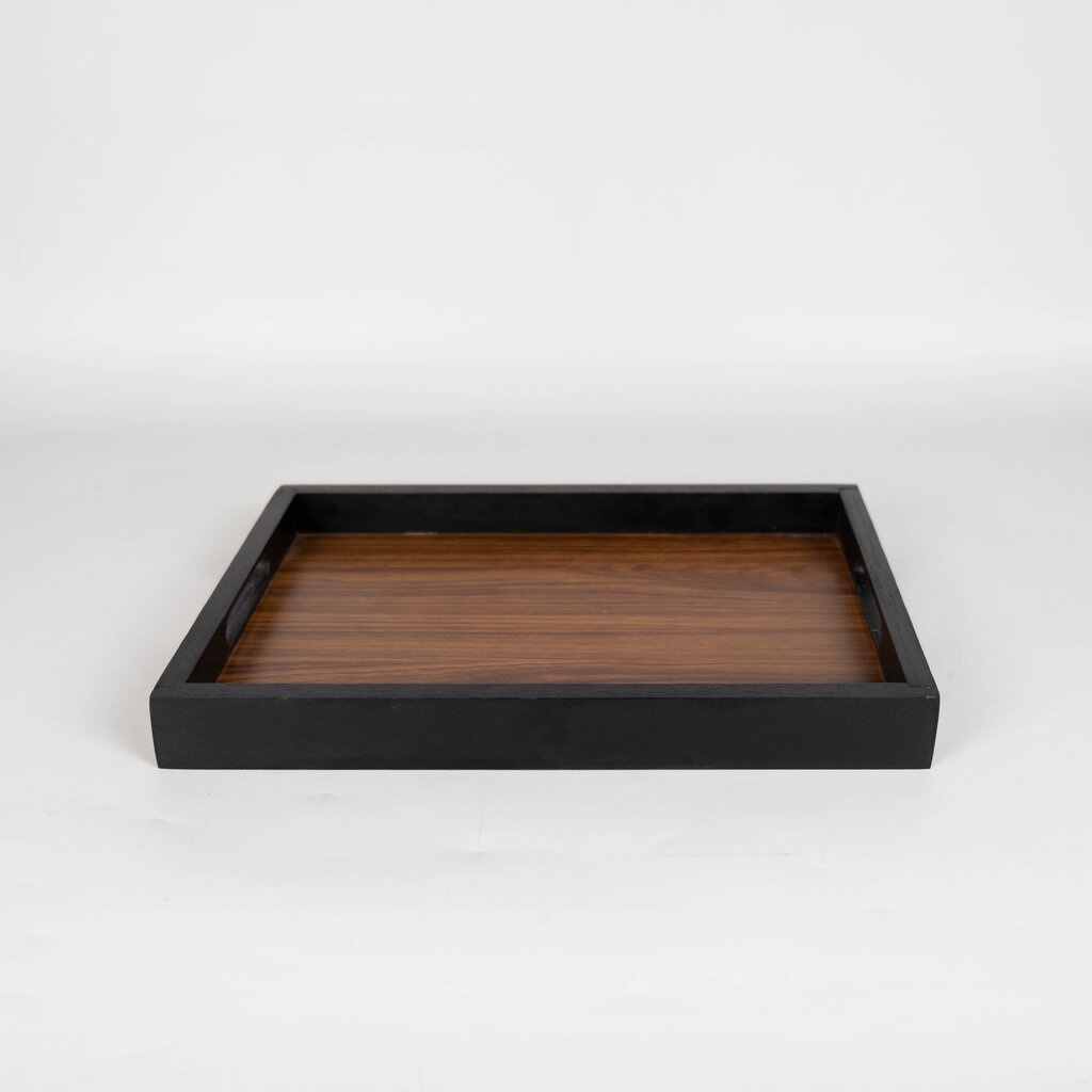 MINIWOOD ถาดเสิร์ฟ สี่เหลี่ยม ถาดไม้ ขอบดำ Wooden Tray