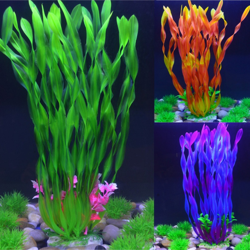 สาหร่ายทะเลประดิษฐ์น้ําพืชสําหรับพิพิธภัณฑ์สัตว์น้ําพลาสติกตู้ปลาพืชน้ําวัชพืชเครื่องประดับหญ้าดูอุปกรณ์ตกแต่ง