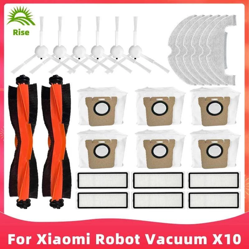 Xiaomi X10 Xiaomi Robot Vacuum X10 B102GL หุ่นยนต์ดูดฝุ่น อุปกรณ์เสริมของหลัก แปรงหลัก แปรงด้านข้าง แผ่นกรอง Hepa ผ้าม็อบ ถุงเก็บฝุ่น อะไหล่สํารอง