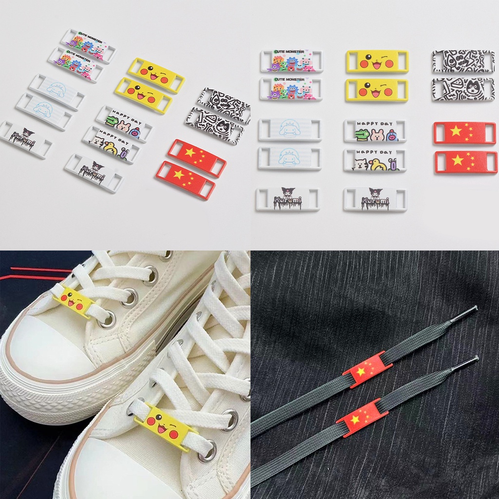 เชือกผูกรองเท้า แบบโลหะผสม ลายการ์ตูนสัตว์น่ารัก 11 แบบ 1 คู่
