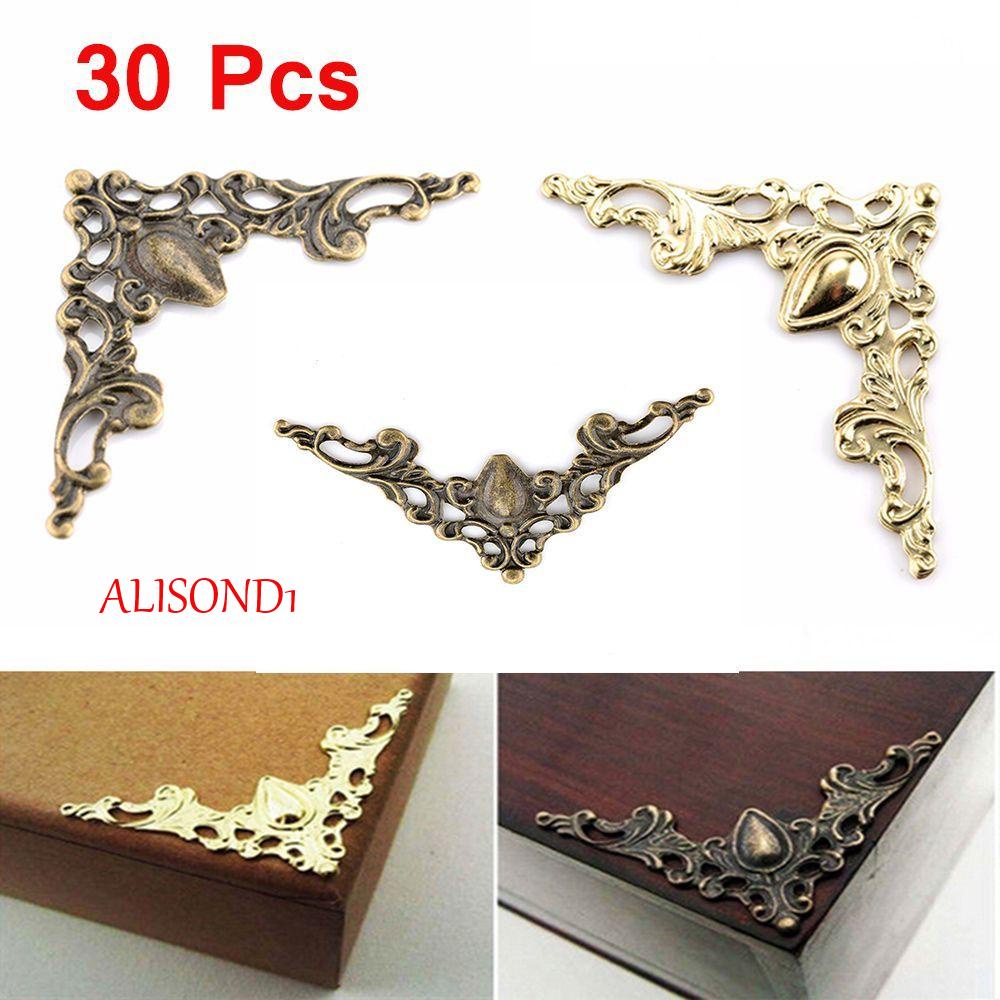 Alisond1 มุมยึด สีทอง 30 ชิ้น บรอนซ์ เฟอร์นิเจอร์ ป้องกัน กรอบรูป สําหรับเมนู