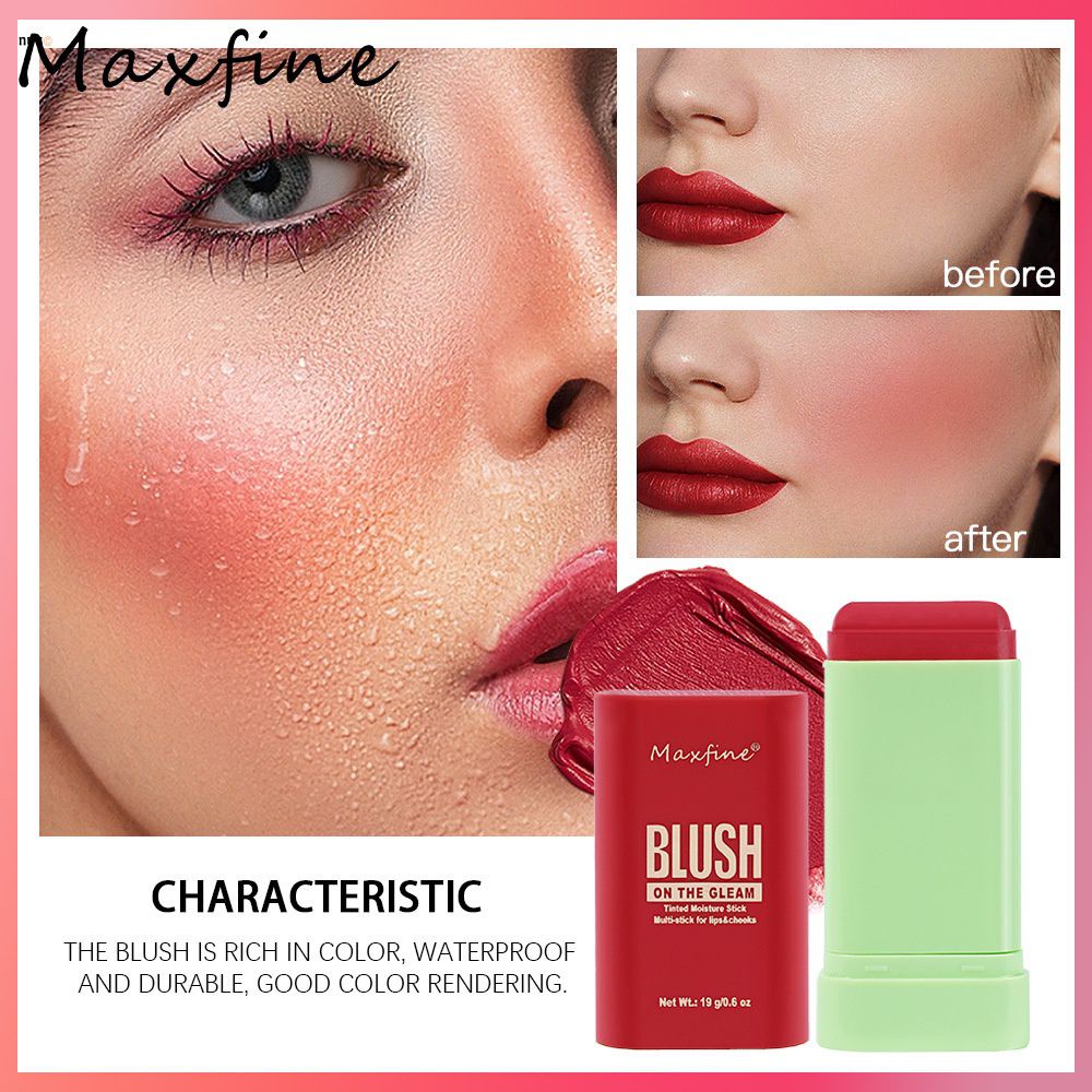 Maxfine Blush Stick Single Color Highlight Blush Contouring 2-in-1 Brightening Contour Shadow Stick nuuo