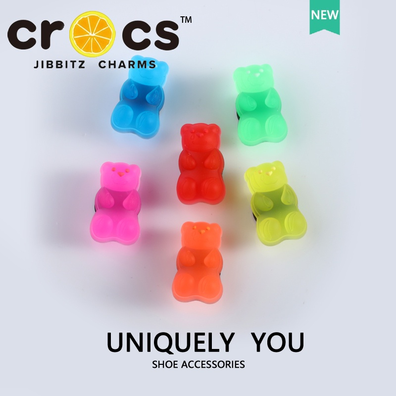 jibbitz crocs แท้ charm หัวเข็มขัดยาง รูปการ์ตูนหมีน่ารัก อุปกรณ์เสริมรองเท้า