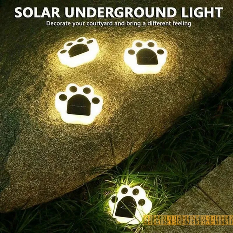 !! # @ ไฟ LED พลังงานแสงอาทิตย์ไฟถนนกลางแจ้ง Solar Cat Paw Animal Print Light LED Path Decoration Lighting Footprint