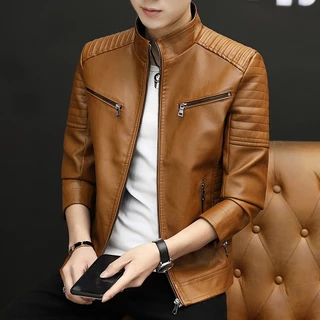 แจ็กเก็ตหนังขี่มอเตอร์ไซค์ผู้ชาย การออกแบบซิป ขนาดใหญ่
