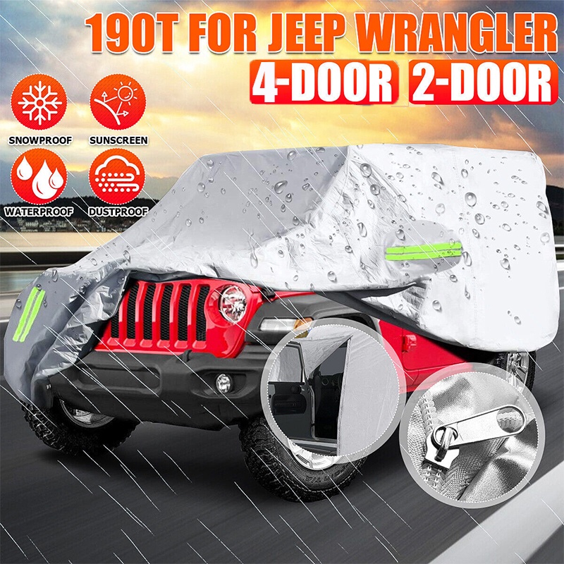 ผ้าคลุมรถยนต์ กันฝุ่น ป้องกันรังสียูวี สําหรับ Jeep Wrangler 2 Door 4 Door Jeep Wrangler JK JL YJ 1987-2019