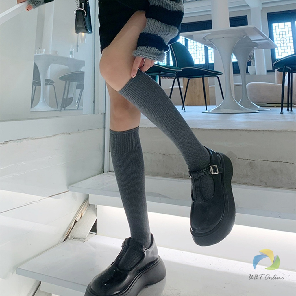 UBT ถุงเท้ายาว สไตล์โลลิต้า ยืดหยุ่นสูง สีพื้น ถุงเท้าคอสเพลย์  Knee Socks