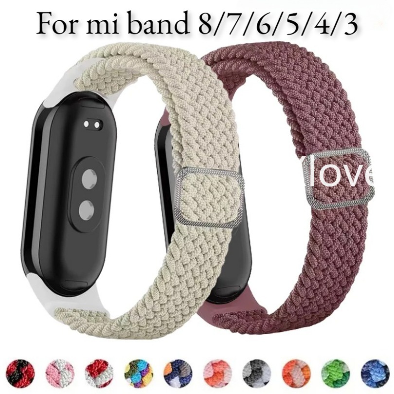 ไนลอน Solo Loop สําหรับ Xiaomi Mi Band 10 9 8 7 6 5 4 3 ยืดหยุ่นทอ Correa สร้อยข้อมือปรับสายนาฬิกา