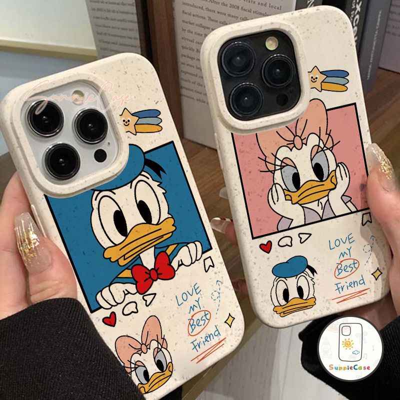 การ์ตูนน่ารักเดซี่โดนัลด์ดั๊กคู่รักนุ่มย่อยสลายได้กรณี iPhone 11 15 12 14 13 Pro Max 7Plus 6s 6 7 8 Plus X XR XS Max SE