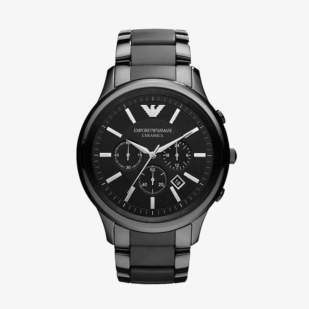 Emporio Armani นาฬิกาข้อมือผู้ชาย Ceramica Chronograph Black Dial Black รุ่น AR1451