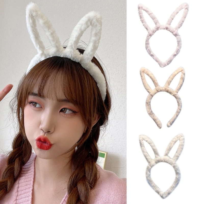 Fnau Bunny Ears Headband Plush Easter Rabbit Ears คอสเพลย์สําหรับเด็กผู้ใหญ่ One Size