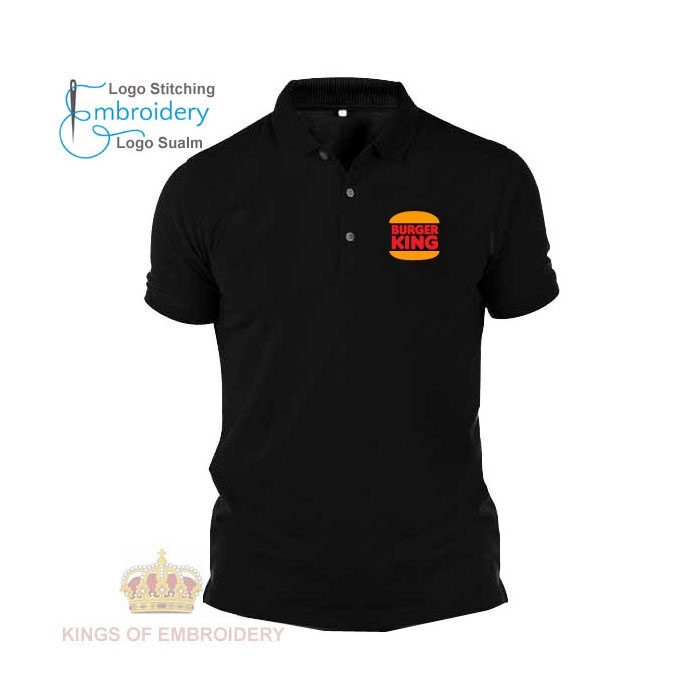 ไมโครไฟเบอร์แห้งเร็ว Jersi Jersey Polo T เสื้อโลโก้ Sulam เย็บปักถักร้อย Burger King Fast Food เปลวไ
