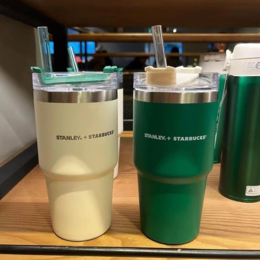 Starbucks กระติกน้ําร้อน เย็น ขนาดใหญ่ จุน้ําได้เยอะ พร้อมฝาปิด สไตล์เกาหลี สําหรับรถยนต์