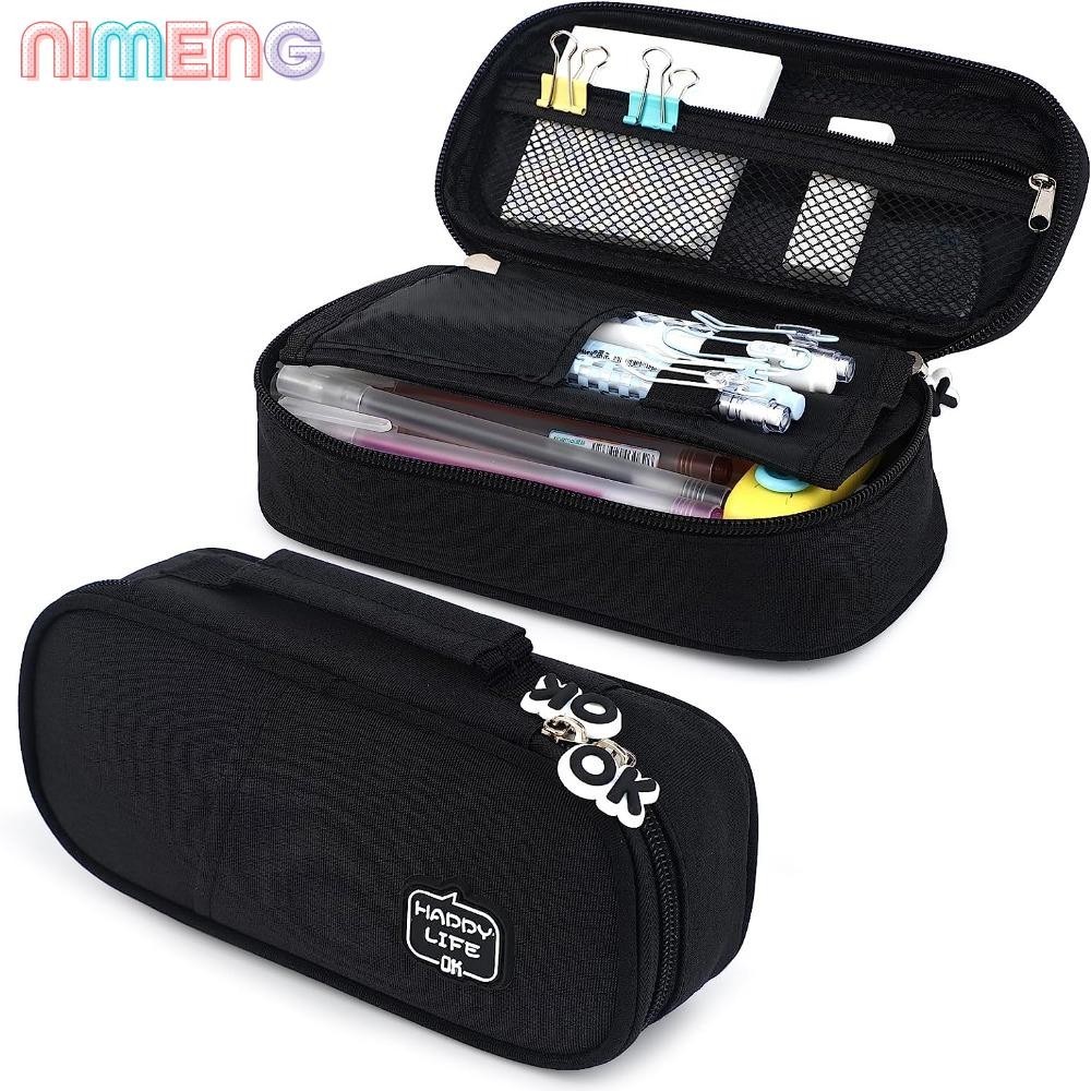 Nimeng กระเป๋าดินสอ ผ้าแคนวาส อเนกประสงค์ พร้อมที่จับ จุของได้เยอะ สร้างสรรค์ สําหรับใส่เครื่องเขียน เหมาะกับเด็กผู้ชาย ผู้หญิง