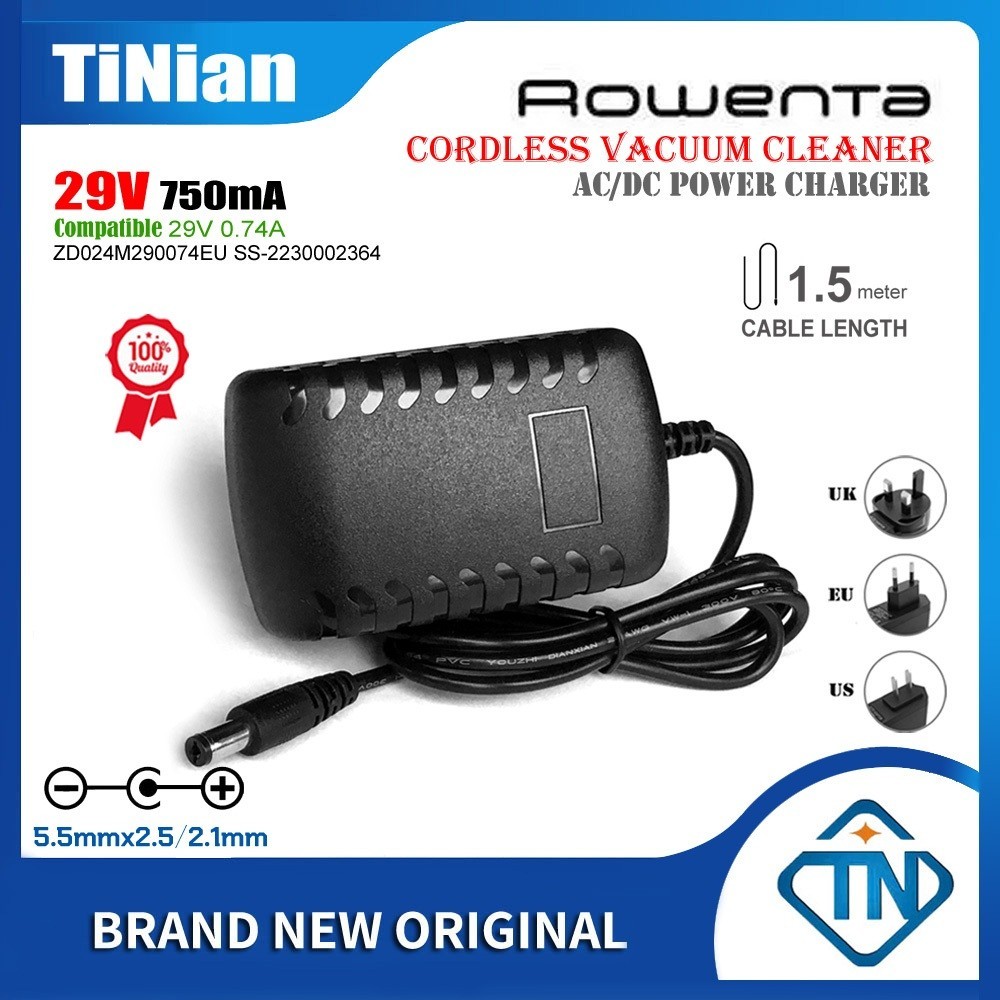 อะแดปเตอร์ชาร์จแบตเตอรี่ 29V 750mA 0.74A AC DC สําหรับเครื่องดูดฝุ่นไร้สาย Rowenta Tefal X-Force Fle